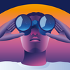 Grafik Person mit Fernglas