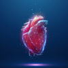 digate Darstellung eines menschlichen Herzen auf blauem Hintergrund