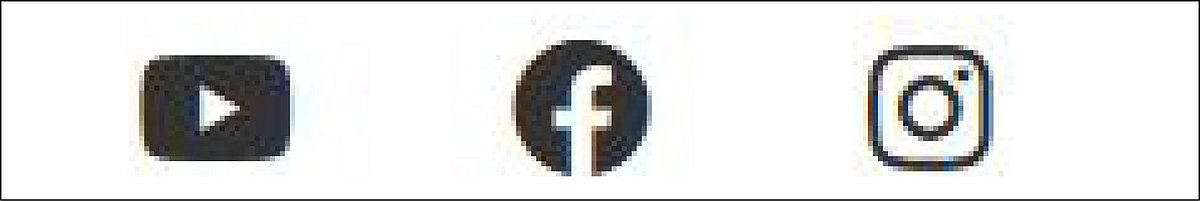 Foto: hier sieht man die drei Symbole für Social Media-Plattformen