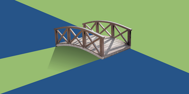 Bild Brücke vor blau-grünem Hintergrund