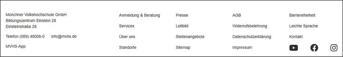Foto: hier sieht man den Footer mit allen Navigationen