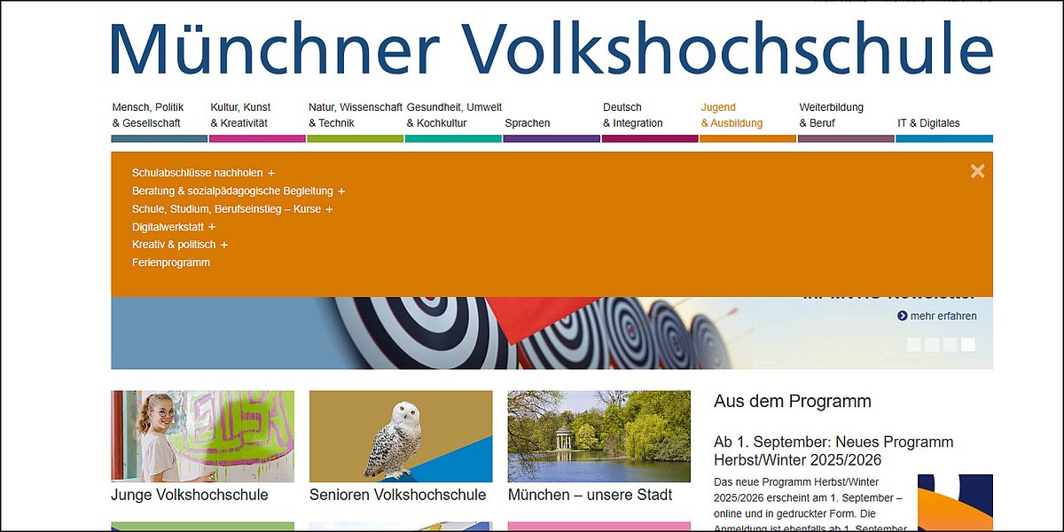 Foto: Hier sieht man die neuen Programmbereich-Navigationen