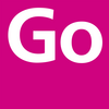 Grafik mit Wort: Go vor pinkem Hintergrund