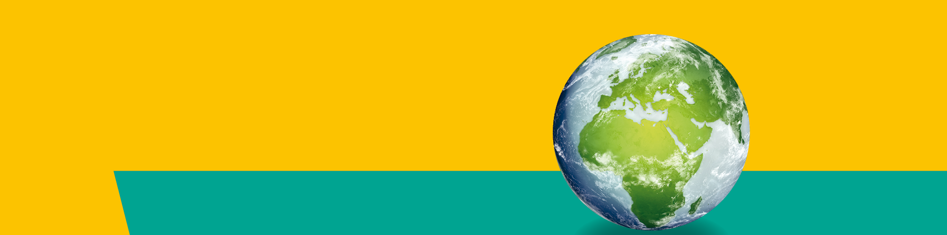 Weltkugel vor gelb-grünem Hintergrund