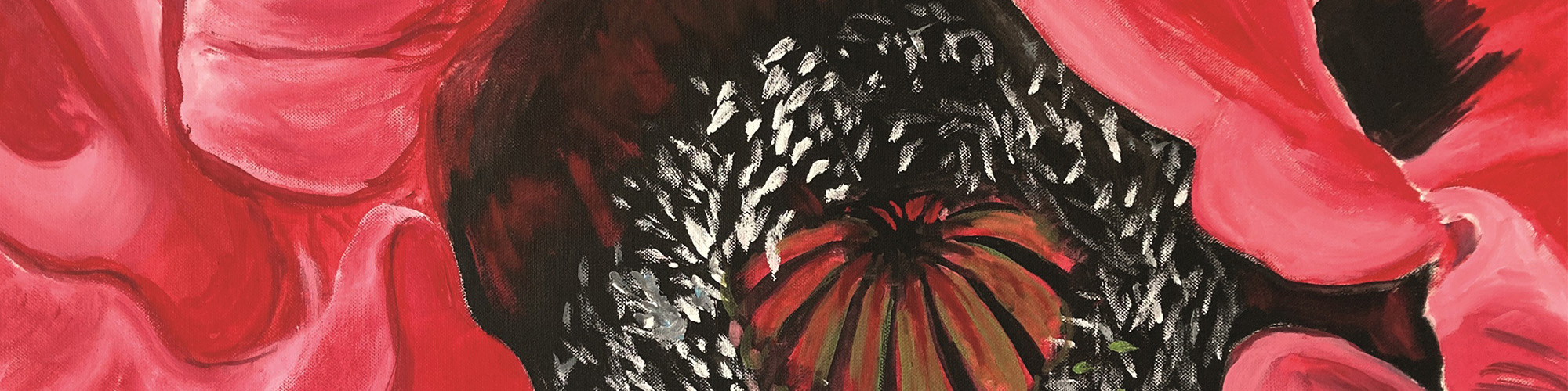 Gemalter Ausschnitt einer leuchtend roten Mohnblüte
