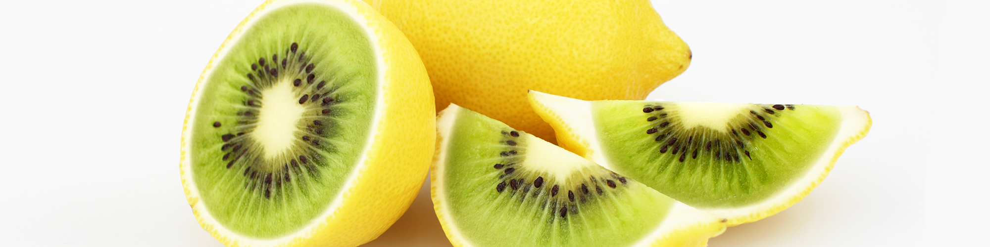 Fotomontage aus einer Kiwi und einer Zitrone